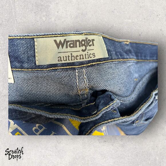 Wrangler Mens High Waist Blue Denim Jeans Vintage Straight Leg Classic Fit Pants - Picture 5 of 6